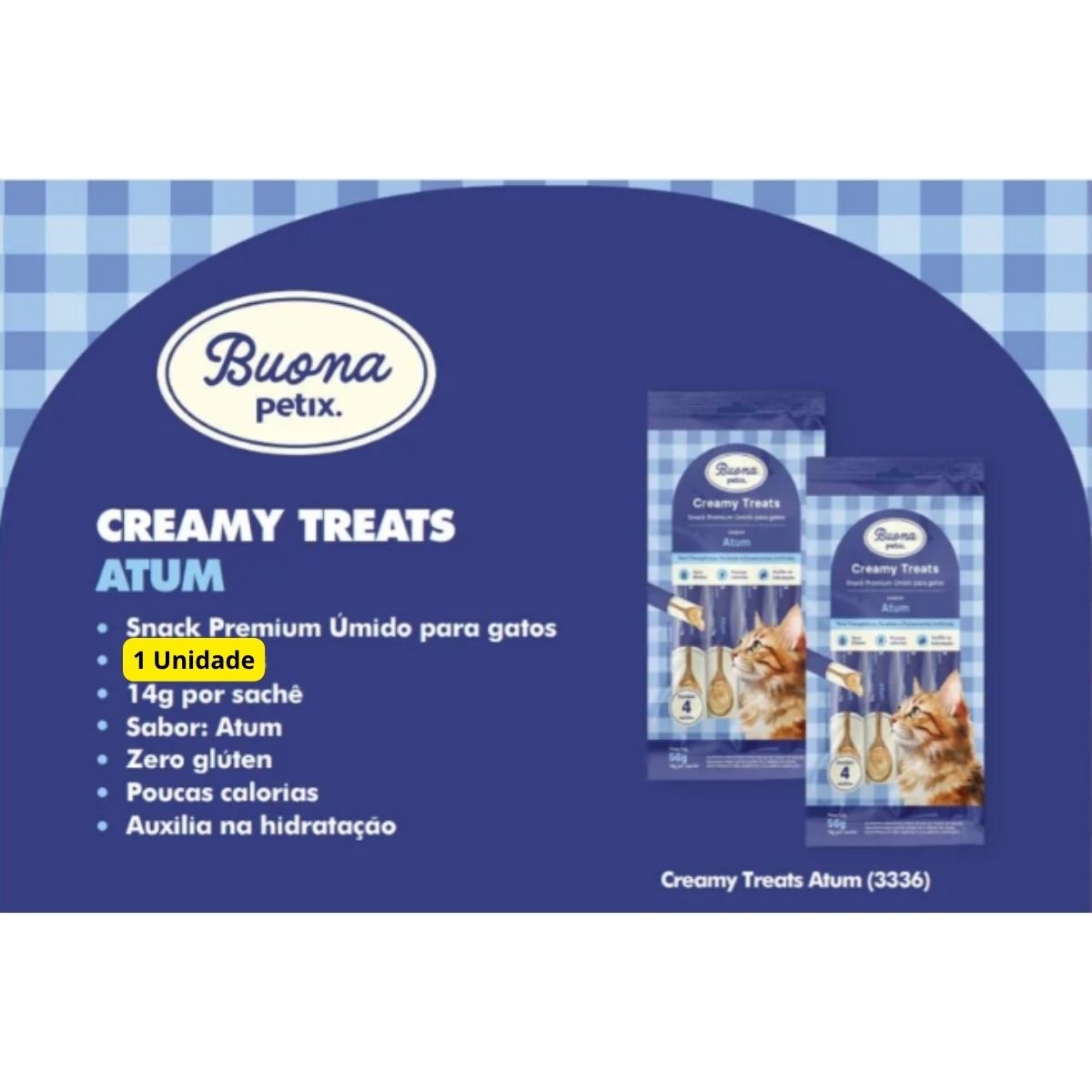 3 Sachês Atum Buona Petix Creamy 14g - Para Gatos - Petix - Imagem 3