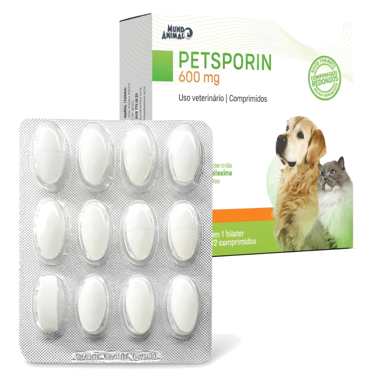 Petsporin 600mg 12 Comprimidos P/ Cão E Gato - Mundo Animal