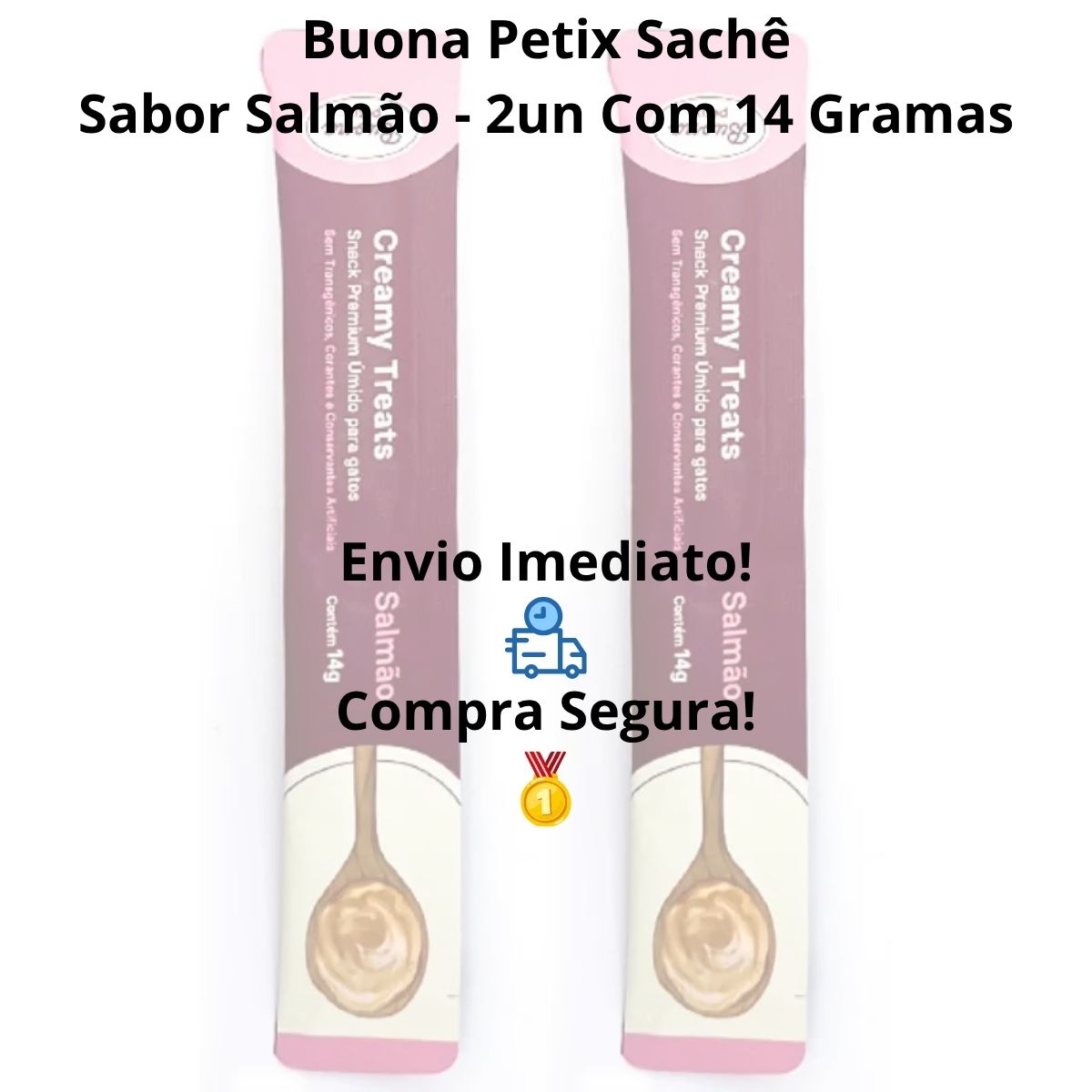 2 Sachês Salmão Buona Petix Creamy 14g - Para Gatos Petix - Imagem 4