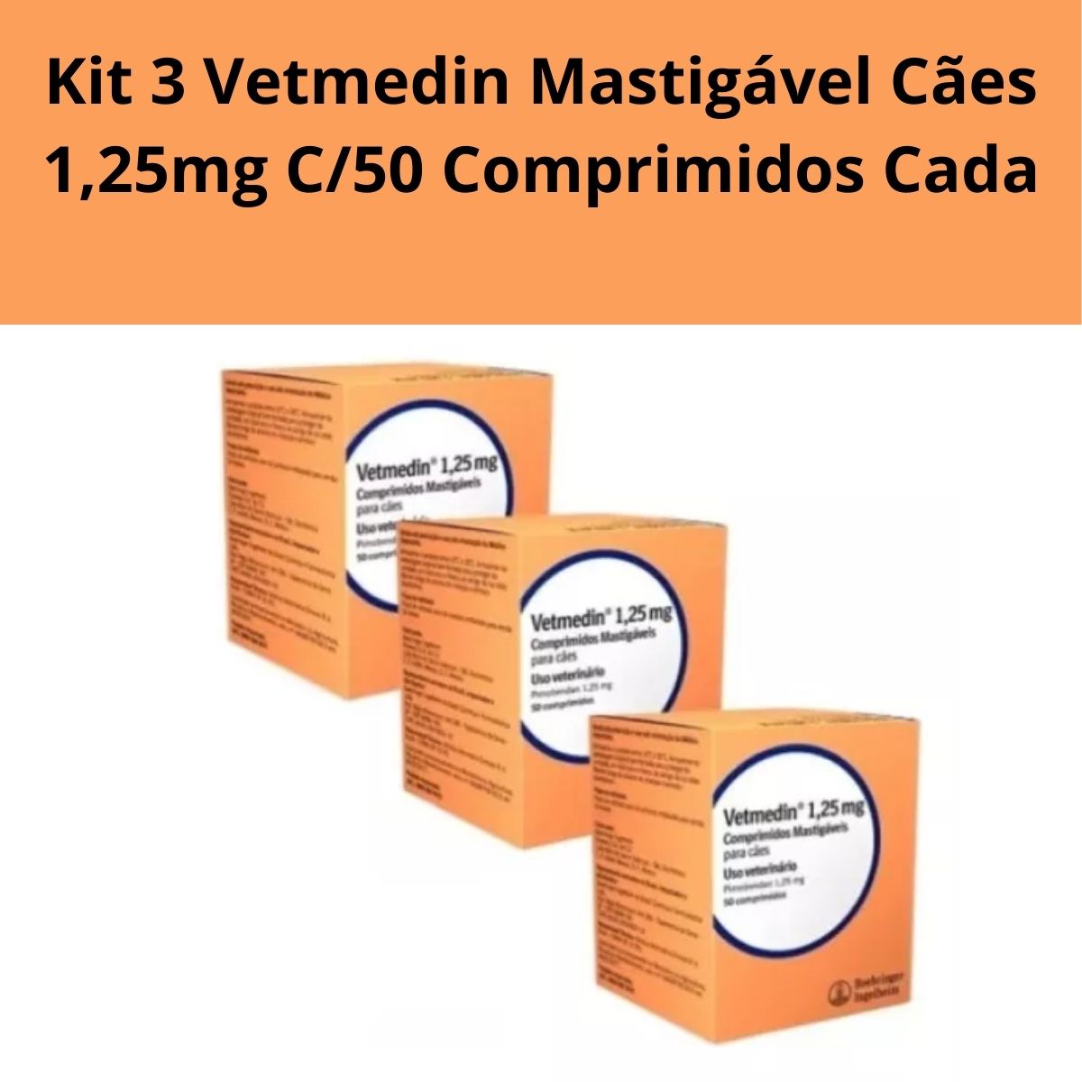 Kit 03 Vetmedin Mastigável Cães 1,25mg C/50 Comprimidos Cada - Imagem 6