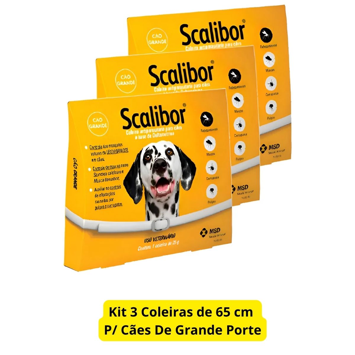 Kit 3 Scalibor Cães Grandes 65cm - MSD - Imagem 2