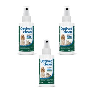 3 Optivet Clean 100ml Spray Para Limpeza Periocular - Vetnil