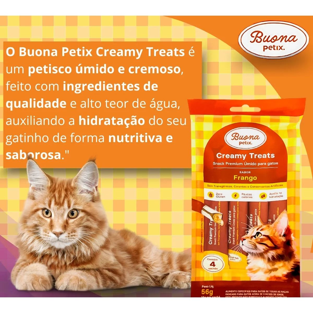 Pack Com 4 Saches Frango Buona Petix Creamy 14g P/ Gatos - Imagem 6