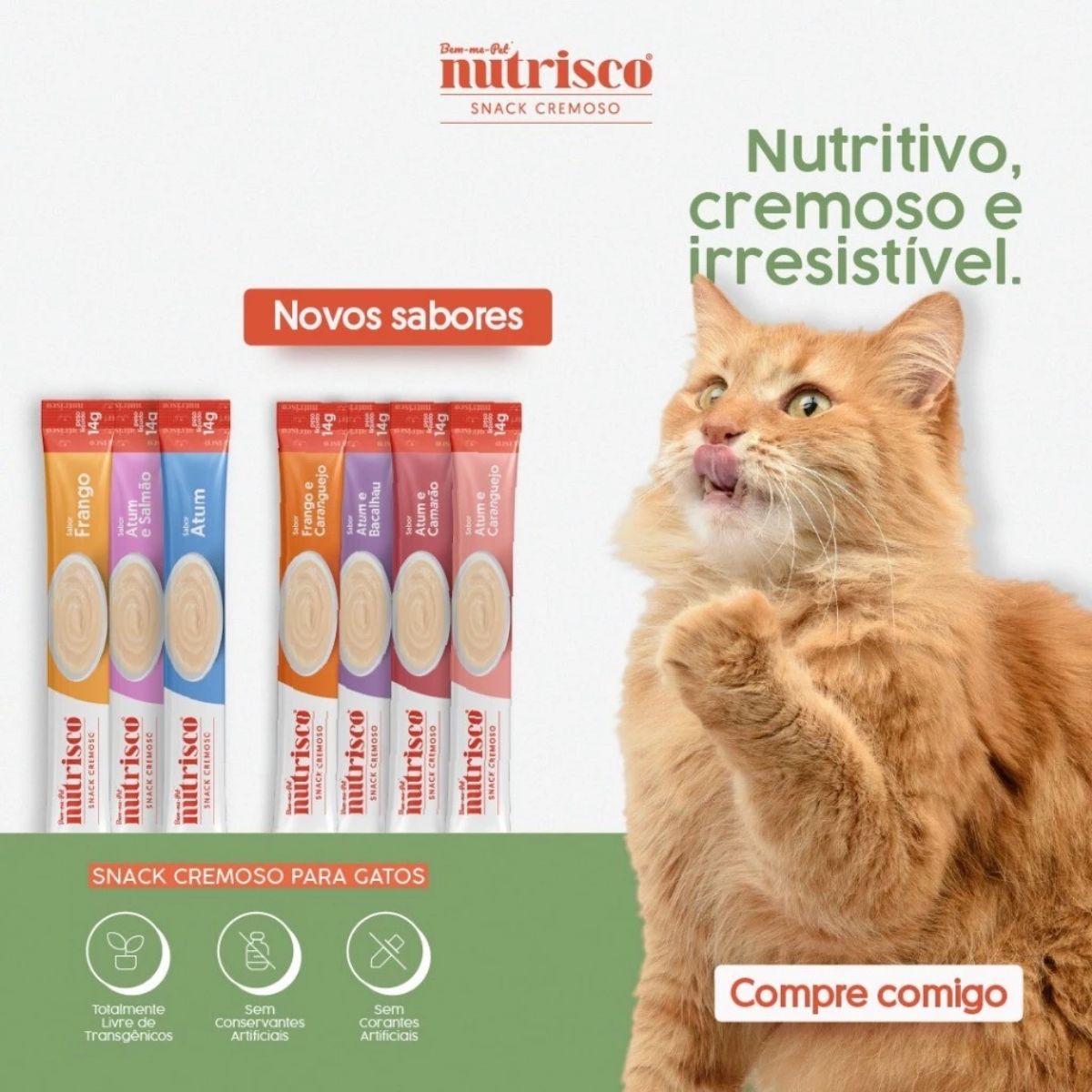 Pack 4 Sachês Snack Cremoso Nutrisco 56g Atum E Bacalhau - Imagem 6