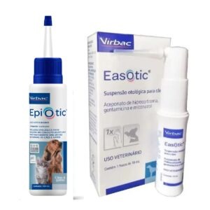 Kit 1 Epiotic 100ml + Easotic 10ml Limpador Auricular Virbac