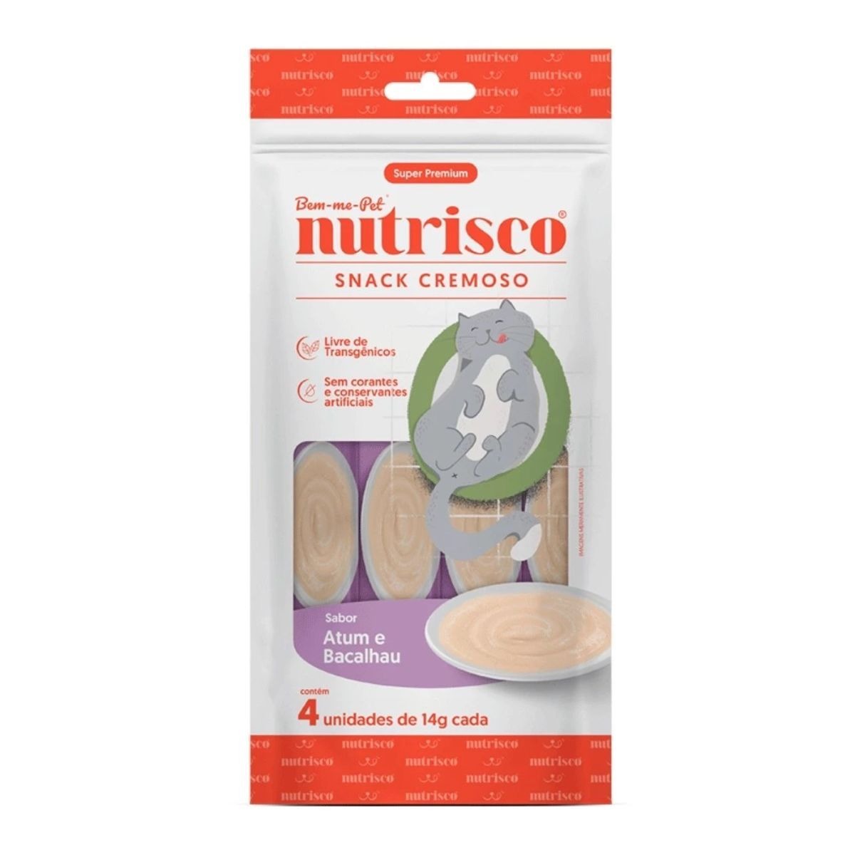 Pack 4 Sachês Snack Cremoso Nutrisco 56g Atum E Bacalhau