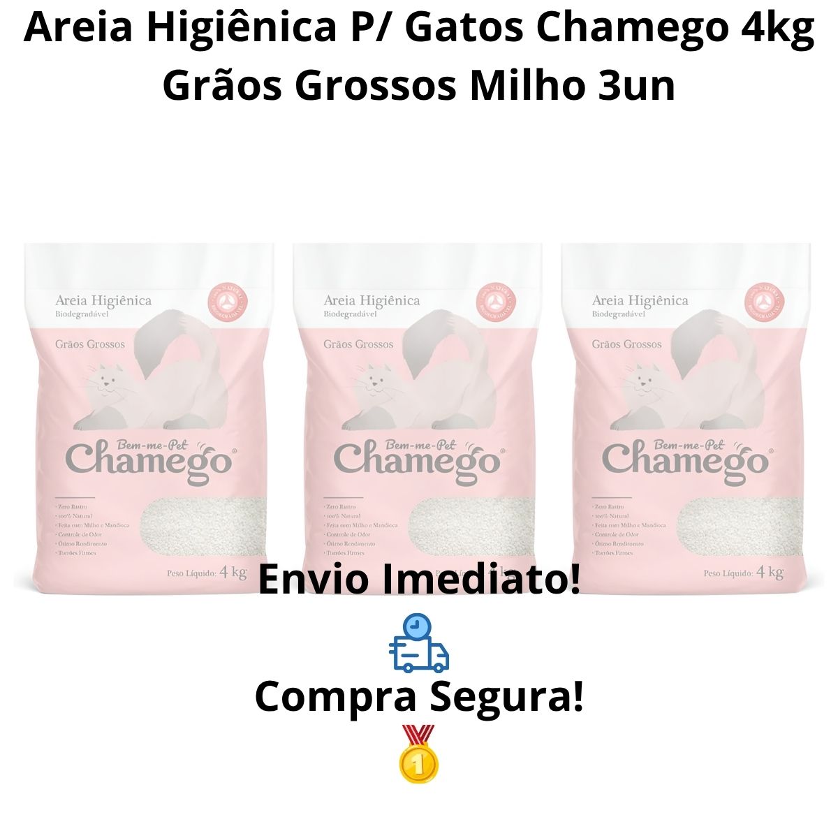 Kit 3 Areia Higienica Chamego 4kg Graos Grossos - Bem-Me-Pet - Imagem 11