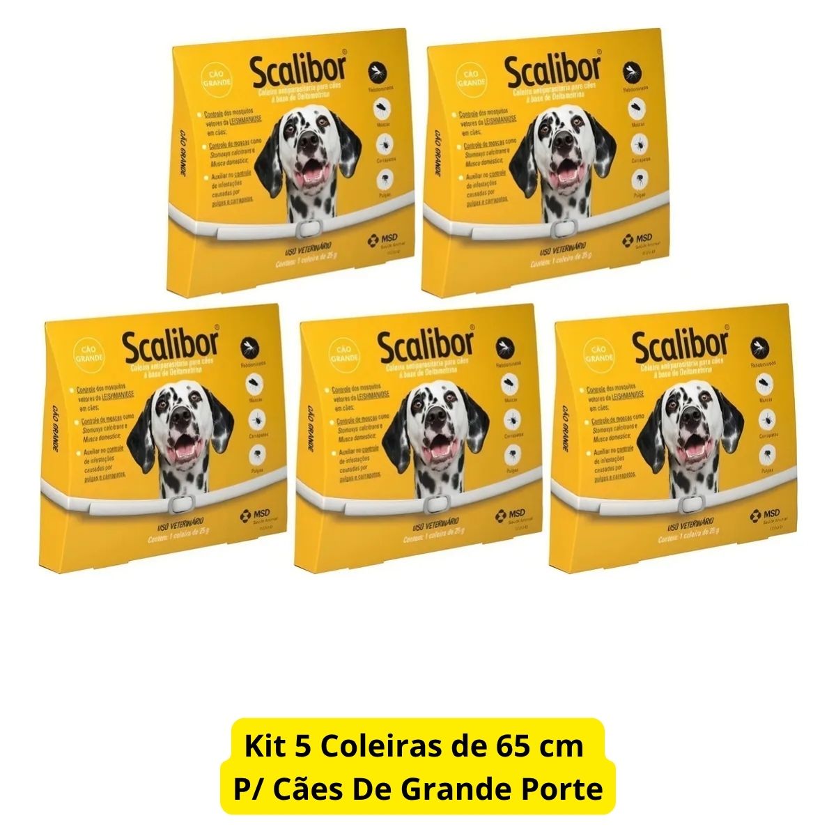 Kit 5 Scalibor Cães Grandes 65cm - MSD - Imagem 2