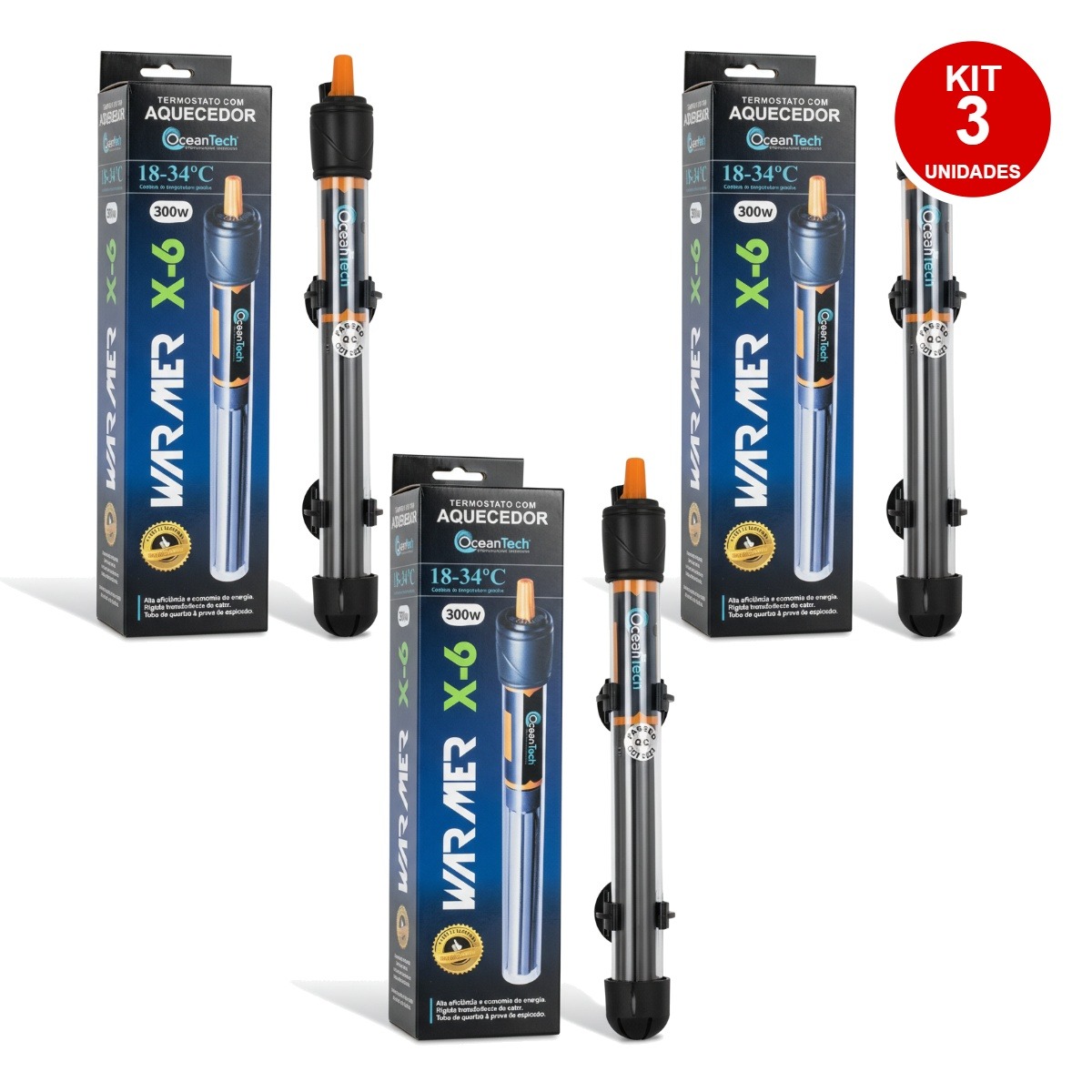 Kit 3 Termostato Oceantech X-6 300w 127v - Ocean Tech - Imagem 2