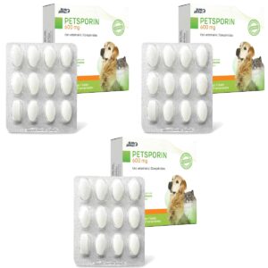 3 Petsporin 600mg 12 Comprimidos P/ Cão E Gato  Mundo Animal