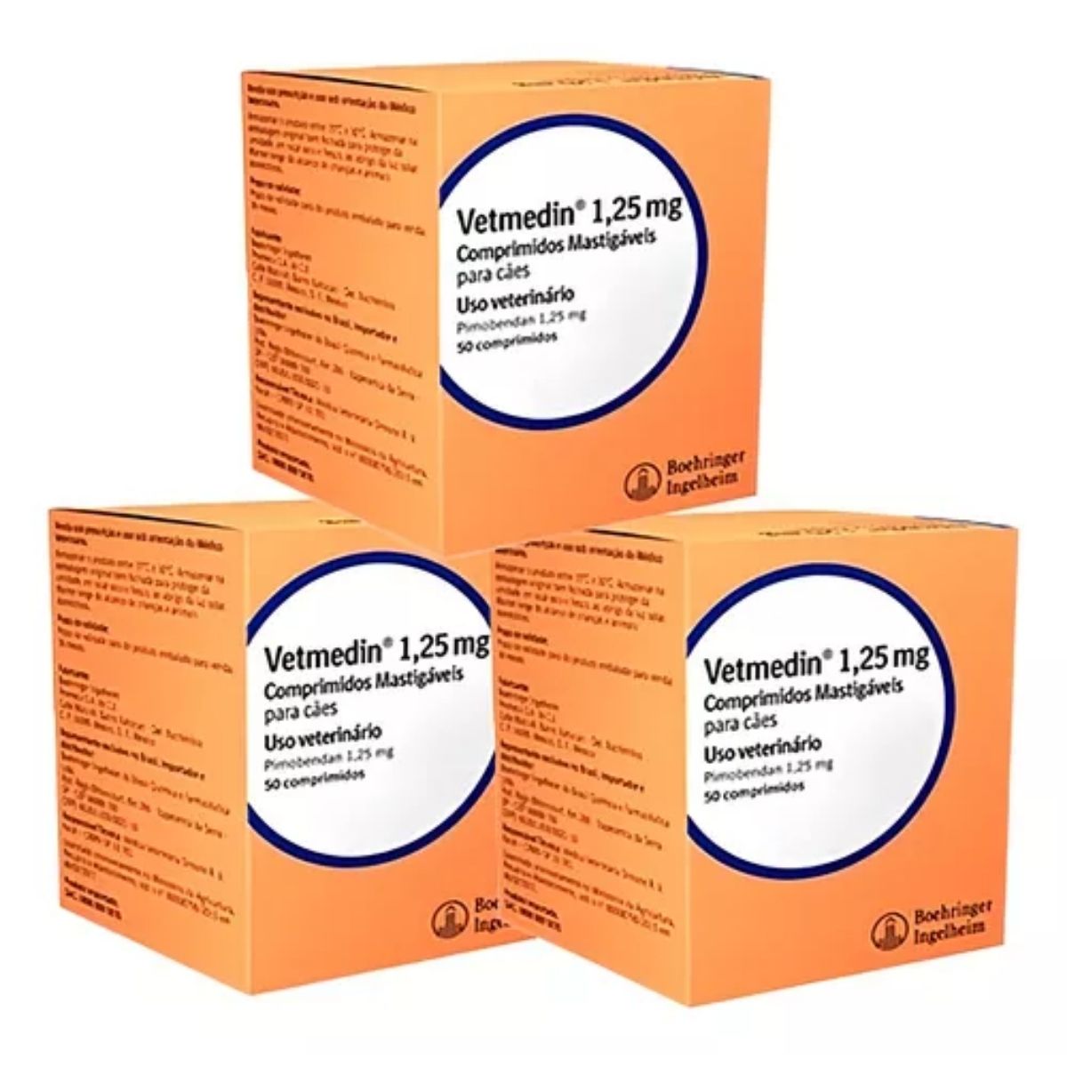 Kit 03 Vetmedin Mastigável Cães 1,25mg C/50 Comprimidos Cada