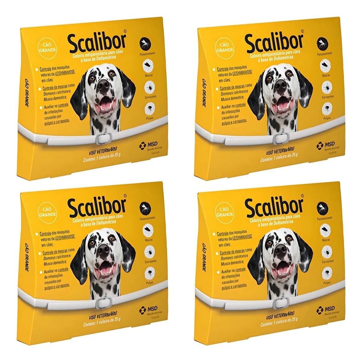 Kit 4 Scalibor Cães Grandes 65cm - MSD