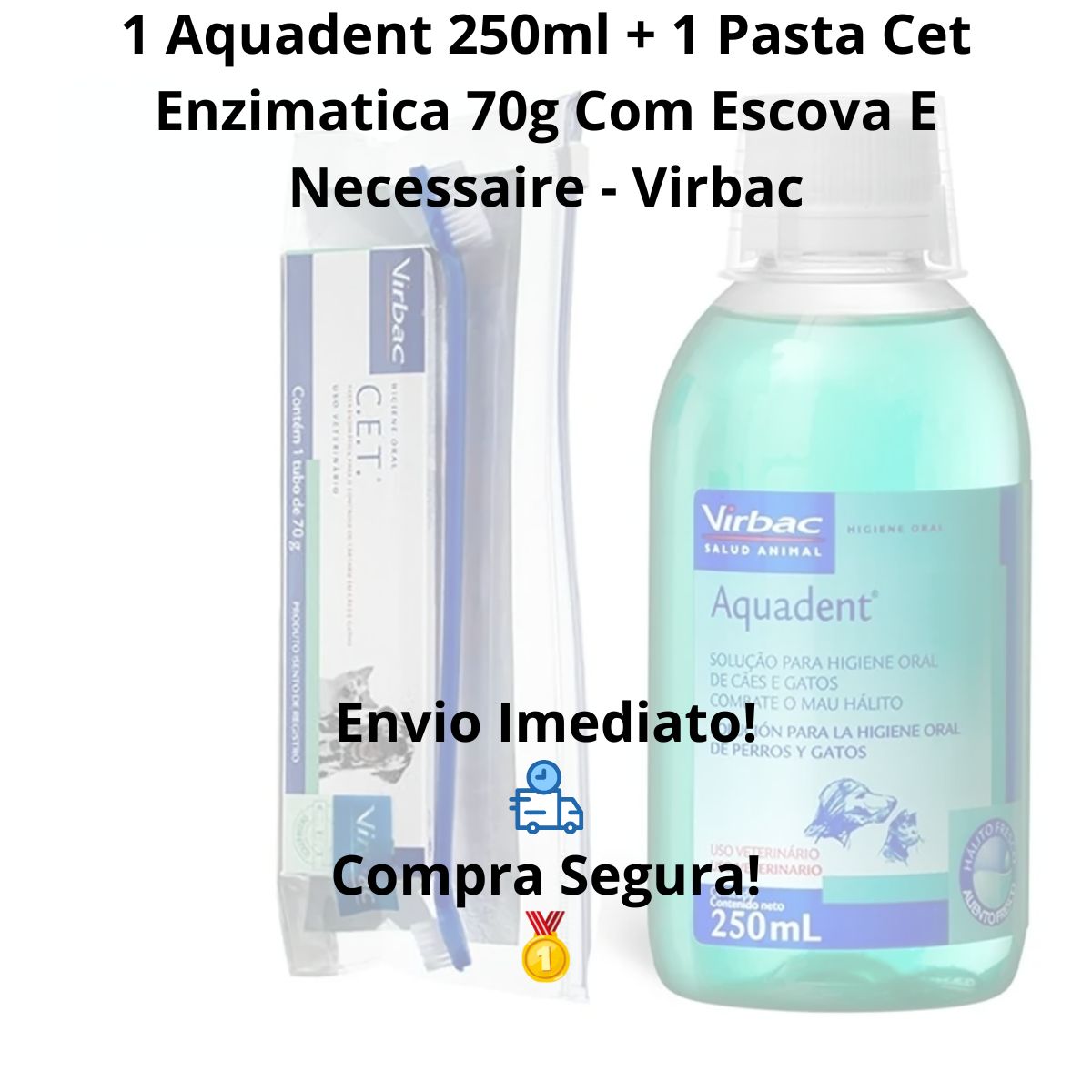 Kit 1 Aquadent 250ml + 1 Pasta Cet Enzimatica 70g - Virbac - Imagem 5