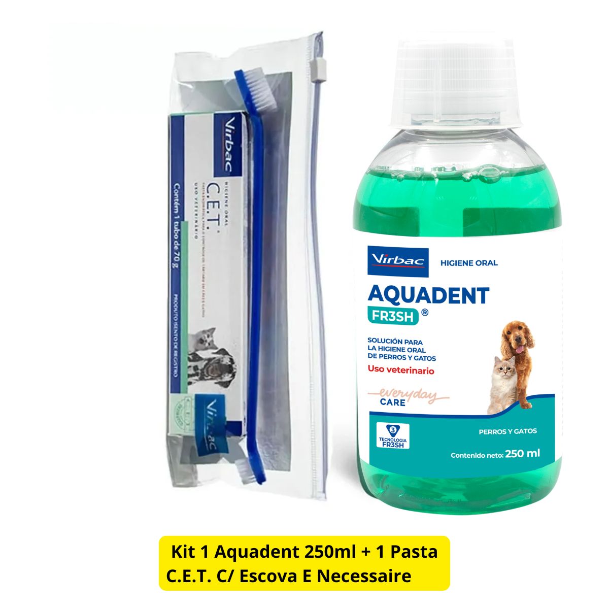 Kit 1 Aquadent 250ml + 1 Pasta Cet Enzimatica 70g - Virbac - Imagem 2
