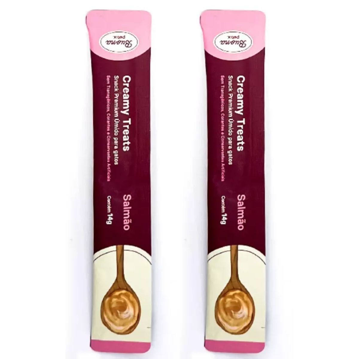 2 Sachês Salmão Buona Petix Creamy 14g - Para Gatos Petix
