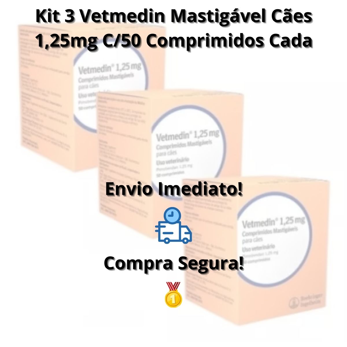 Kit 03 Vetmedin Mastigável Cães 1,25mg C/50 Comprimidos Cada - Imagem 8