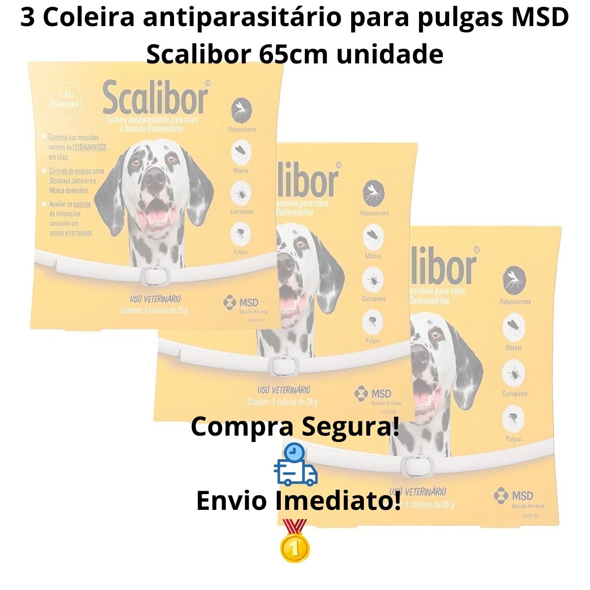 Kit 3 Scalibor Cães Grandes 65cm - MSD - Imagem 10