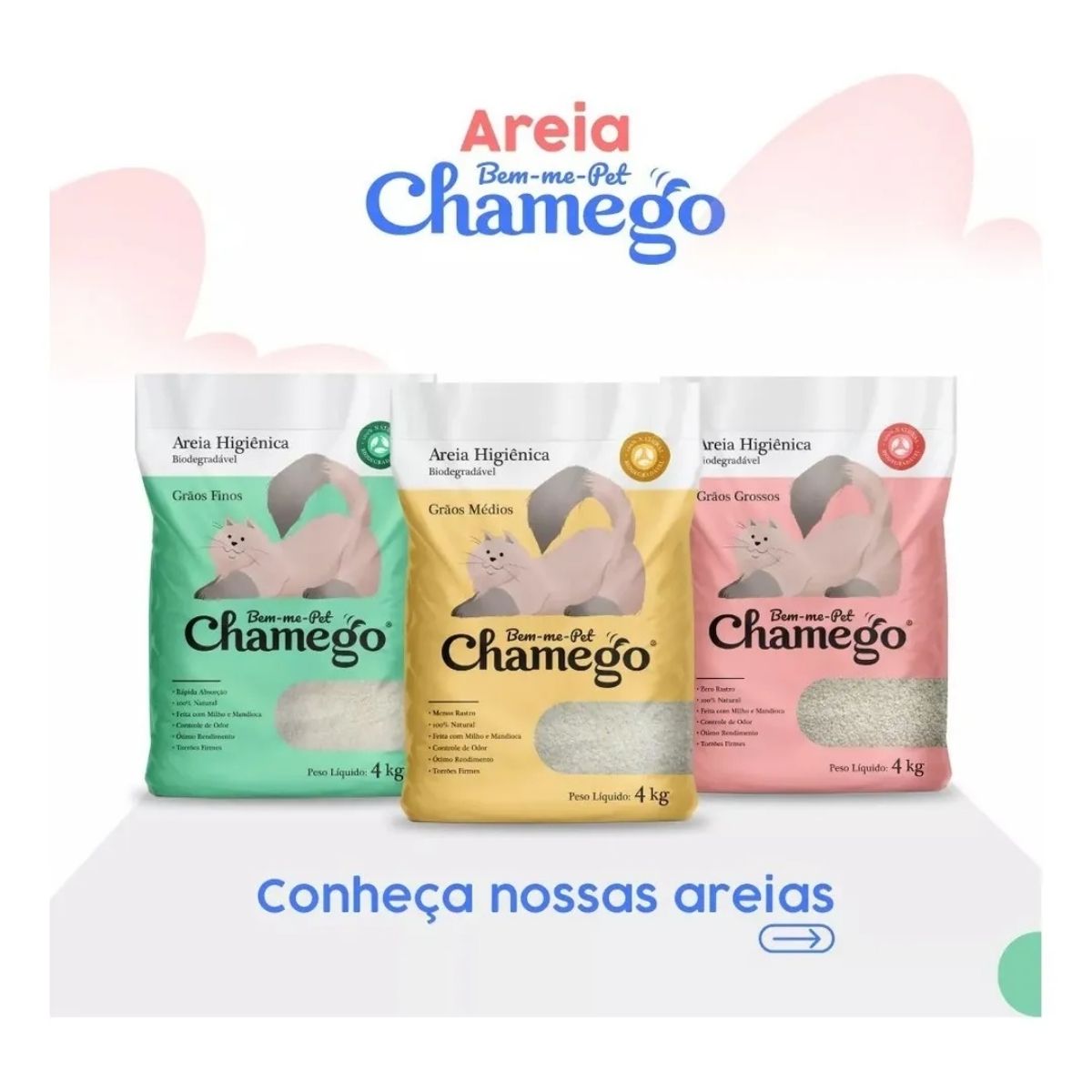 Kit 3 Areia Higienica Chamego 4kg Graos Grossos - Bem-Me-Pet - Imagem 10