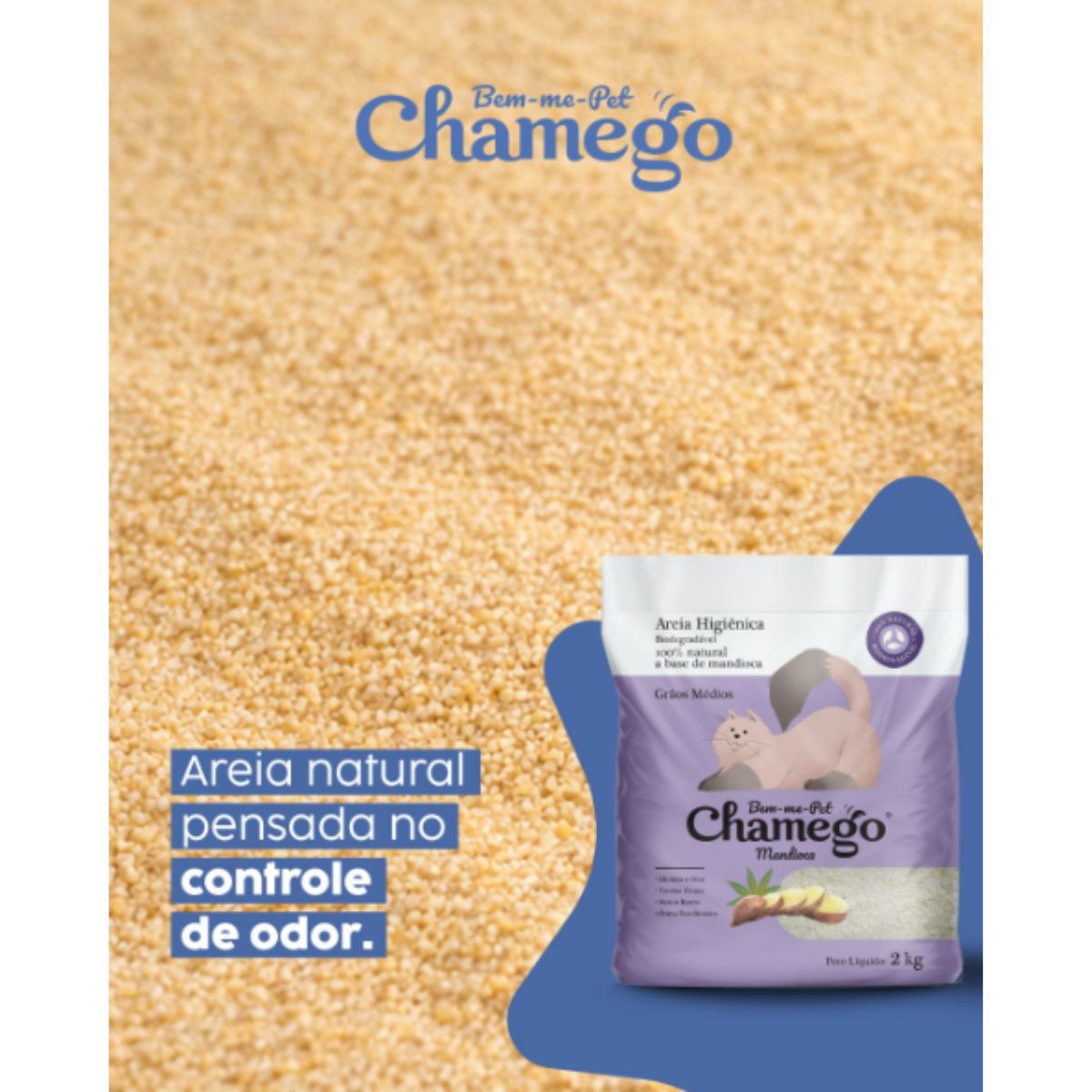 Areia Higiênica De Mandioca Chamego 4kg Grãos Medios - Imagem 6