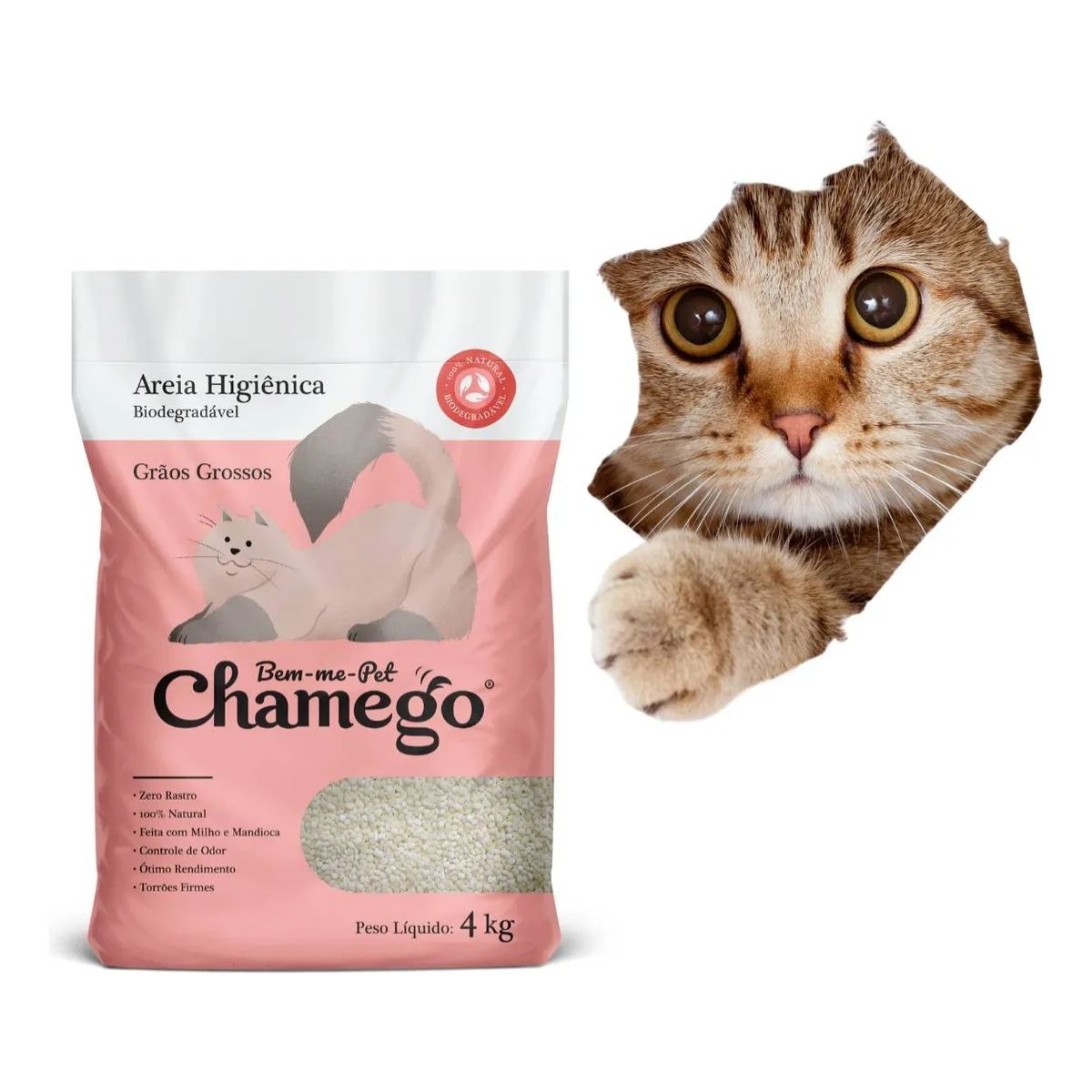 Kit 3 Areia Higienica Chamego 4kg Graos Grossos - Bem-Me-Pet - Imagem 3