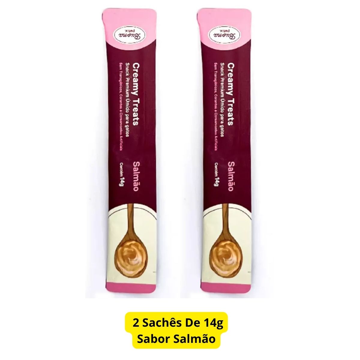 2 Sachês Salmão Buona Petix Creamy 14g - Para Gatos Petix - Imagem 2