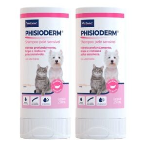 2 Shampoo Phisioderm 250ml Pele Sensivel Cão E Gato - Virbac
