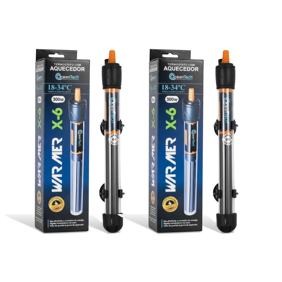 Kit 2 Termostato Oceantech X-6 300w 127v - Ocean Tech