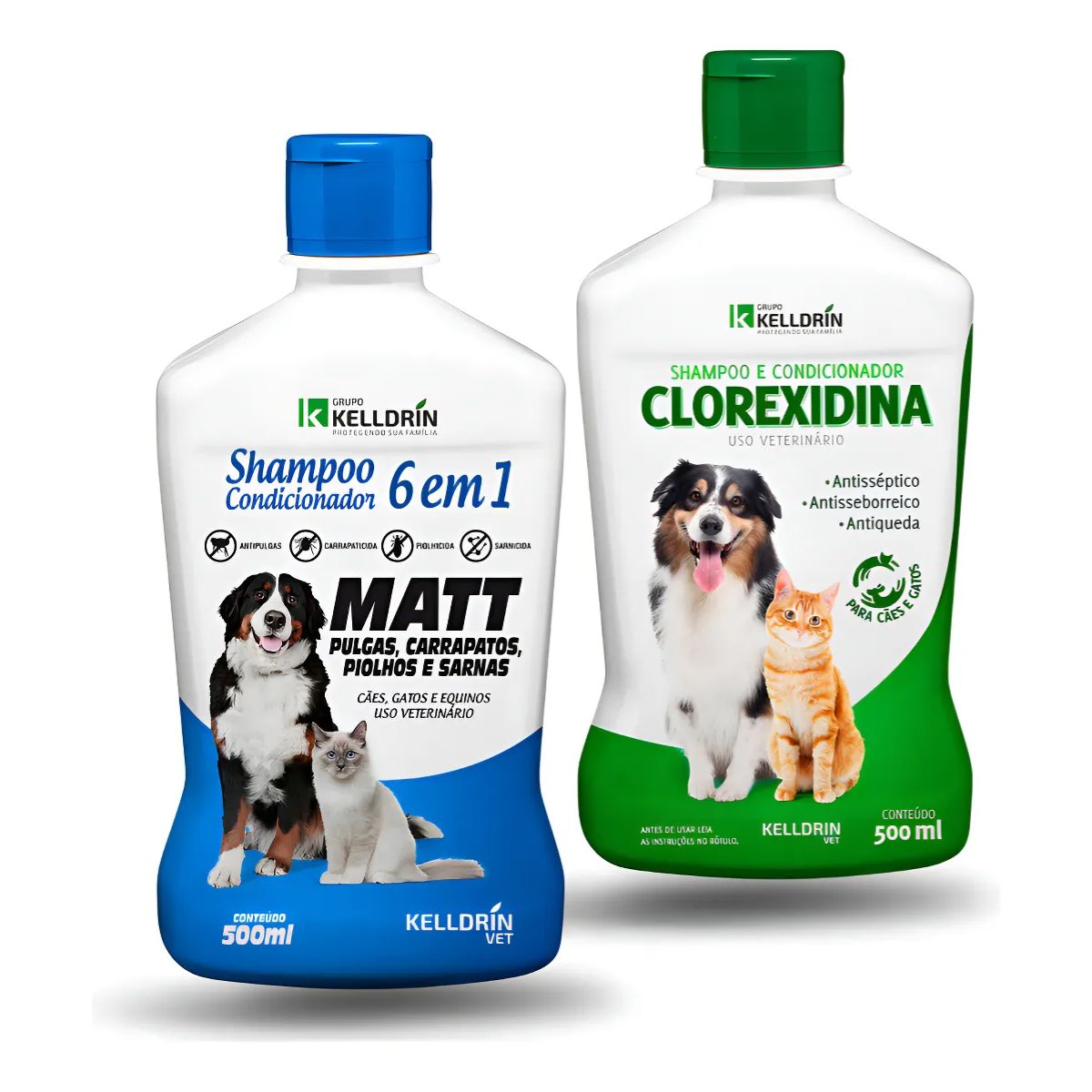 Kit Shampoo E Condicionador Matt Pulgas 6 Em 1 E Clorexidina