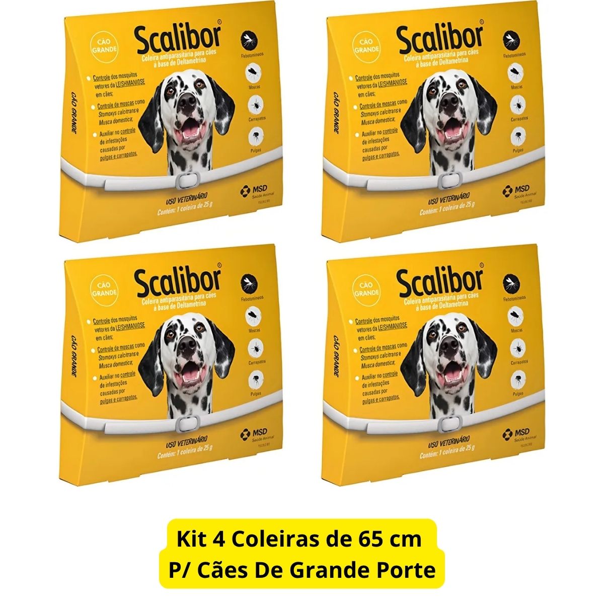 Kit 4 Scalibor Cães Grandes 65cm - MSD - Imagem 2