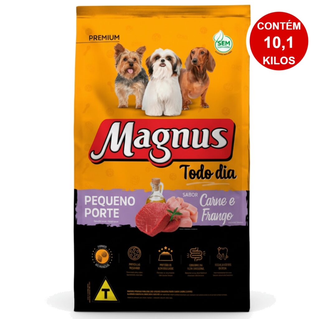 Magnus Ração 10,1Kg Todo Dia Cães De Pequeno Porte Carne e Frango